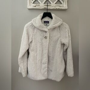 Patagonia Girls Pelage Fuzzy Jacket In Birch/Off White Size L (12)